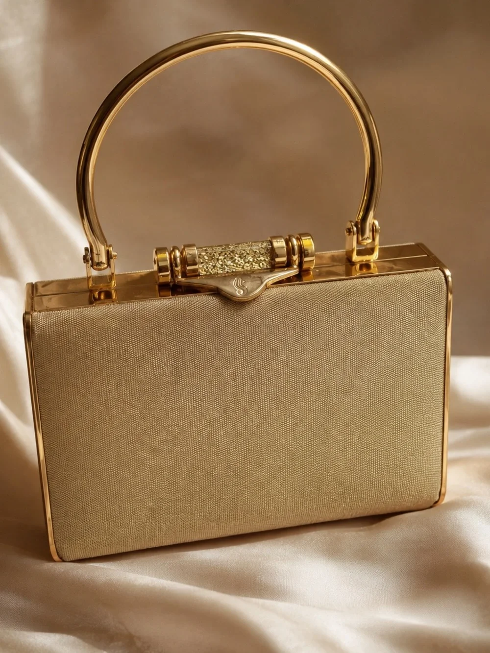 Vintage 2000s Gold Hard Shell Clutch Bag ✨ New with Tags